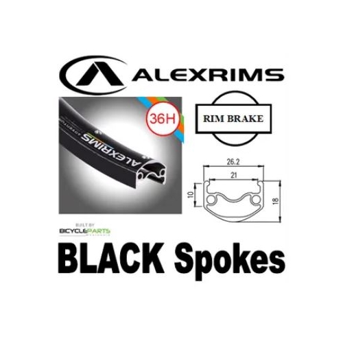 WHEEL - 26" Alex ADVENTURER 2 36H P/j Black Rim,  FRONT Q/R (100mm OLD) Loose Ball KK Rival Silver Hub,  Mach 1 BLACK Spokes