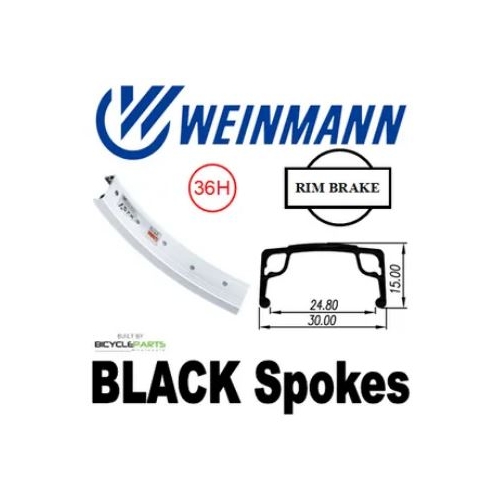 WHEEL - 16" Weinmann AS7X 36H P/j Silver Rim,  FRONT 3/8" Nutted (100mm OLD) Loose Ball Joytech Silver Hub,  Mach 1 BLACK Spokes