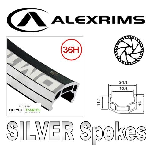 WHEEL  29er/700c  Alex DM18 D/W Rim, Joytech 8-10 Speed 6 Bolt Disc Hub, Mach 1 Spokes, REAR.  BLACK with SILVER Spokes   (Matching Front 94424)