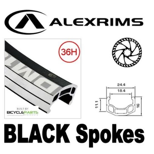 WHEEL 26" Alex DM-18 D/W Eyeleted Rim W/msw (36hole), Joytech 6 Bolt 8/10 Speed Cassette Q/R Hub, Mach 1 Spoke, REAR. ALL BLACK