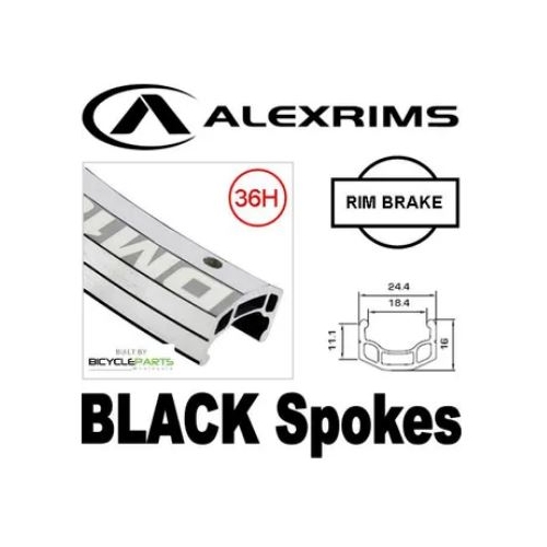 WHEEL  700c Alex DM-18 D/w Eyeleted Silver Alloy Rim , 7 Speed (Road Spaced) 130OLD Q/r Cassette Hub , Mach 1 BLACK Spokes .