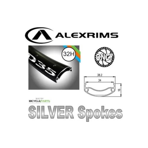 WHEEL - 29er Alex MD35 32H P/j Black Rim,  FRONT 15mm T/A (110mm OLD) 6 Bolt Disc Sealed Novatec Boost Black Hub,  Mach 1 SILVER Spokes