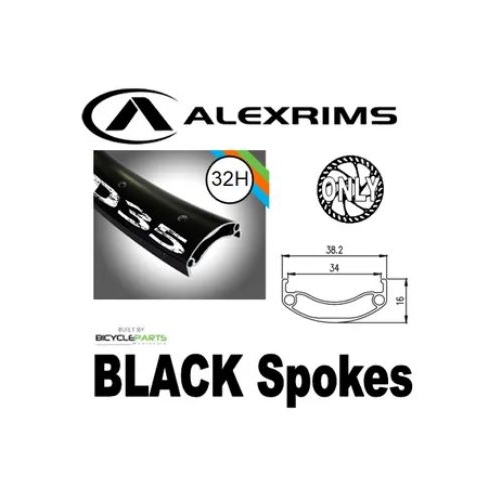 WHEEL - 29er Alex MD35 32H P/j Black Rim,  FRONT 15mm T/A (110mm OLD) 6 Bolt Disc Sealed Novatec Boost Black Hub,  Mach 1 BLACK Spokes