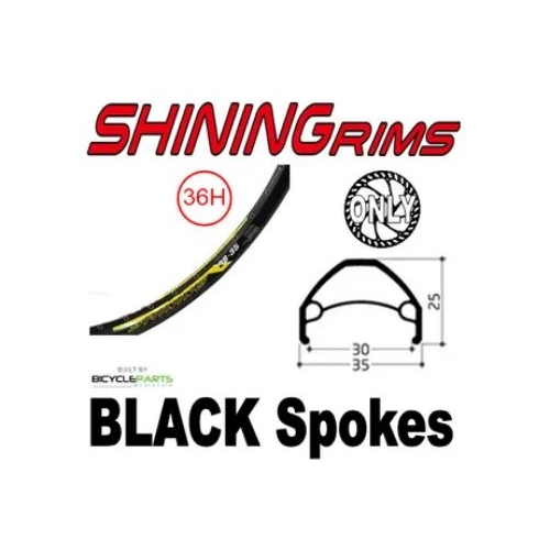 WHEEL - NO BRAKE FITMENT - DIRT JUMP - 26" Shining DB-35 36H P/j Black Rim, NO BRAKE FITMENT - DIRT JUMP  FRONT 3/8" Nutted (100mm OLD) Sealed Novatec