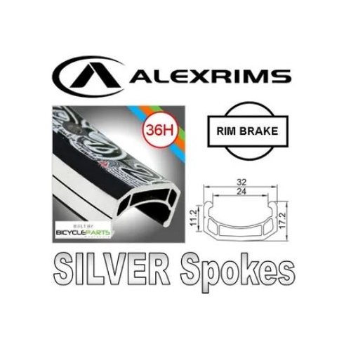 WHEEL - 20" Alex DM24 36H Black Rim,  Wheel Chair Q/R (124mm OLD) Sealed Silver Hub,  Mach 1 SILVER Spokes