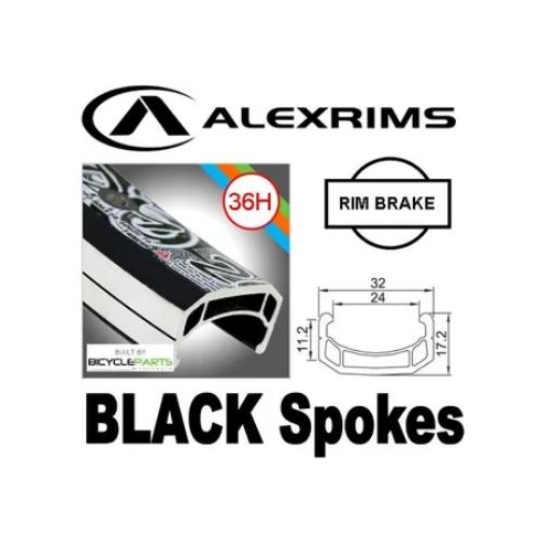 WHEEL - 20" Alex DM24 36H Black Rim,  Wheel Chair Q/R (124mm OLD) Sealed Silver Hub,  Mach 1 BLACK Spokes