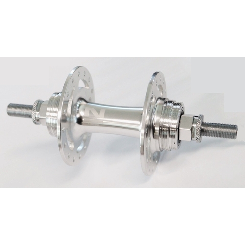 Hub, TRACK FIXED/FIXED 3/8 Nutted (120mm OLD) 32H Sealed Bearing High Flange Novatec Silver Hub  , Lock ring and Track Nuts .