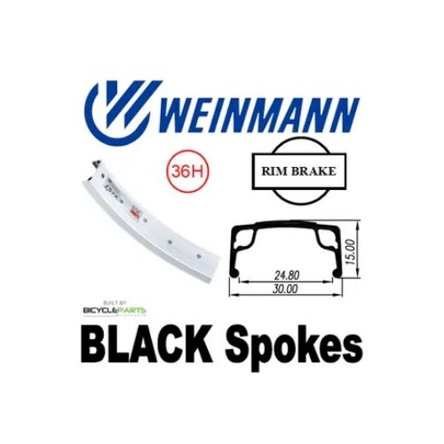 WHEEL - 20" Weinmann AS7X 36H P/j Silver Rim,  FRONT 3/8" Nutted (100mm OLD) Loose Ball Joytech Silver Hub,  Mach 1 BLACK Spokes