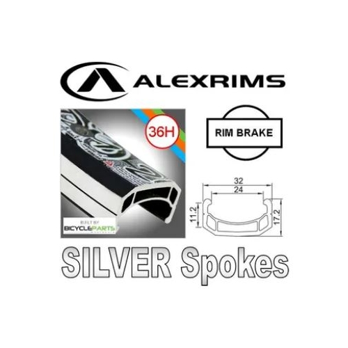 WHEEL - 20" Alex DM24 36H Black Rim,  9T DRIVER 3/8 Nutted (110mm OLD) Sealed Novatec Black Hub,  Mach 1 SILVER Spokes