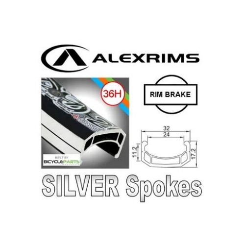 WHEEL - 20" Alex DM24 36H Black Rim,  FRONT DYNAMO Q/R (100mm OLD) 6 Bolt Disc Sealed SP Black Hub,  Mach 1 SILVER Spokes