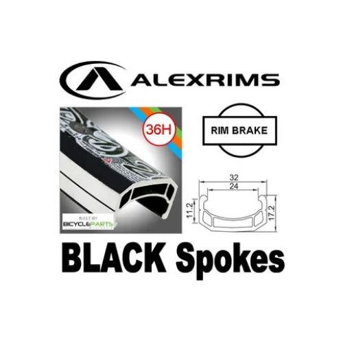 WHEEL - 20" Alex DM24 36H Black Rim,  FRONT DYNAMO Q/R (100mm OLD) 6 Bolt Disc Sealed SP Black Hub,  Mach 1 BLACK Spokes