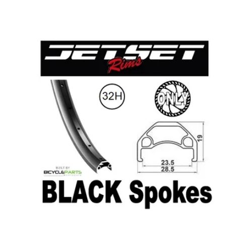 WHEEL - 27.5 / 650B Jetset HC-X359 32H P/j Matt Black Rim,  FRONT DYNAMO 12mm T/A (100mm OLD) 6 Bolt Disc Sealed Shutter Precision (PD-7) Black Hub,  