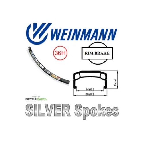 WHEEL - 20" Weinmann DM30 36H P/j Black Rim,  9T DRIVER 14mm Nutted (110mm OLD) Sealed Novatec Black Hub,  Mach 1 SILVER Spokes