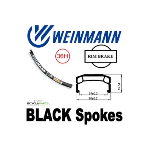 WHEEL - 20" Weinmann DM30 36H P/j Black Rim,  FLIP FLOP 3/8 Nutted (110mm OLD) Loose Ball Joytech Black Hub,  Mach 1 BLACK Spokes