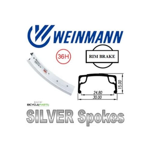 WHEEL - 20" Weinmann AS7X 36H P/j Silver Rim,  Wheel Chair Q/R (124mm OLD) Sealed Silver Hub,  Mach 1 SILVER Spokes