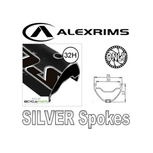 WHEEL - 29er Alex Supra 35 32H W/j Black Rim,  FRONT 15mm T/A (110mm OLD) Centerlock Disc Sealed Novatec BOOST Black Hub,  Mach 1 SILVER Spokes