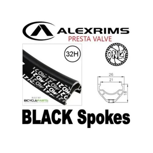 WHEEL - 29er Alex MD21 32H P/j Black Rim with Eyelets,  8/11 SPEED 12mm T/A (142mm OLD) Centerlock Disc Sealed Novatec Black Hub,  Mach 1 BLACK Spokes