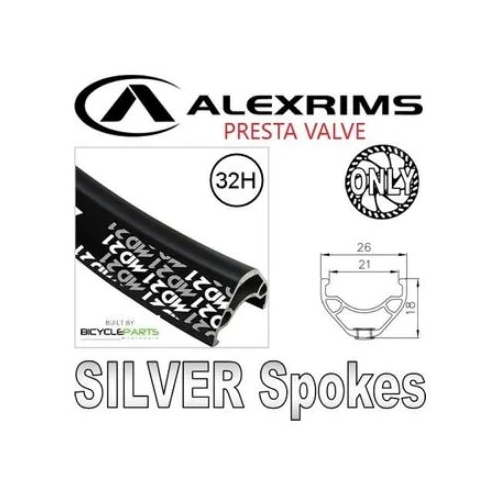 WHEEL - 29er Alex MD21 32H P/j Black Rim with Eyelets,  FRONT 12mm T/A (100mm OLD) Centerlock Disc Sealed Novatec Black Hub,  Mach 1 SILVER Spokes