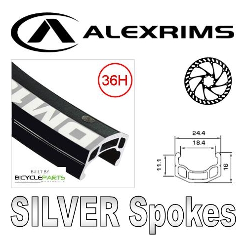 Wheel 24" Alex  DM-18 D/w Eyeleted Black Alloy rim W/msw , Novatec Disc 6 Bolt Sealed Q/r  Black Hub , Mach 1 Spokes . FRONT