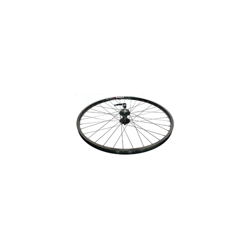 WHEEL  26"  Alex DM-18 D/W Alloy Rim W/msw Eyeleted Rim, Novatec Sealed Disc Q/R Alloy Hub, Mach 1 Spokes, FRONT.  BLACK with SILVER Spokes