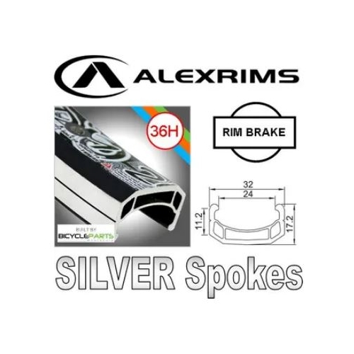 WHEEL - 26" Alex DM-24 36H Black Rim,  SCREW-ON MULTI Nutted (126mm OLD) Loose Ball Joytech Alloy Silver Hub, SILVER Spokes