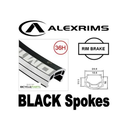 WHEEL  700C Alex  DM-18 Black DW Rim , Silver Q/r Alloy Hub , BLACK  Mach 1 Spokes , FRONT .