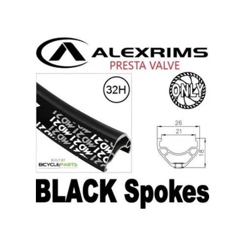 WHEEL - 29er Alex MD21 32H P/j Black Rim with Eyelets,  FRONT 15mm T/A (100mm OLD) Centerlock Disc Sealed Novatec Black Hub,  Mach 1 BLACK Spokes