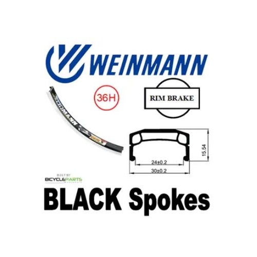 WHEEL - 20" Weinmann DM30 36H P/j Black Rim,  FRONT 3/8" Nutted (100mm OLD) Loose Ball Joytech Black Hub,  Mach 1 BLACK Spokes