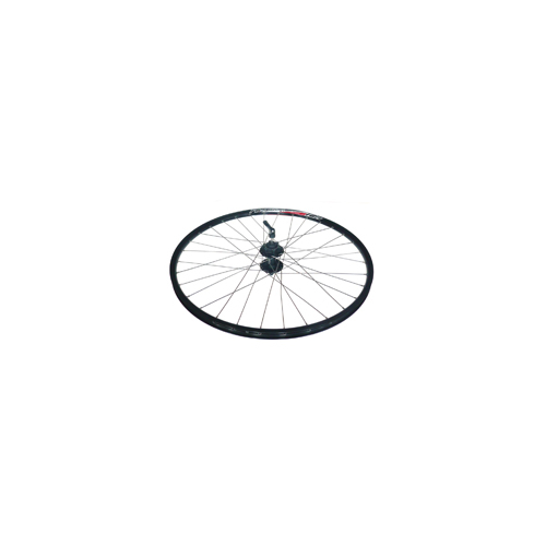 WHEEL - 26" Alex DM18 36H Silver Rim,  8/10 SPEED Q/R (135mm OLD) 6 Bolt Disc Loose Ball Joytech Black Hub,  Mach 1 SILVER Spokes