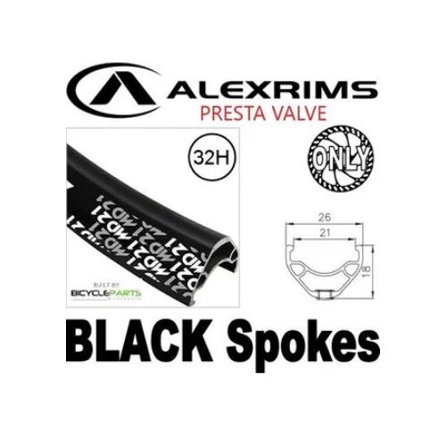 WHEEL - 29er Alex MD21 32H P/j Black Rim with Eyelets,  FRONT DYNAMO 12mm T/A (100mm OLD) 6 Bolt Disc Sealed Shutter Precision (PD-7) Black Hub,  Mach