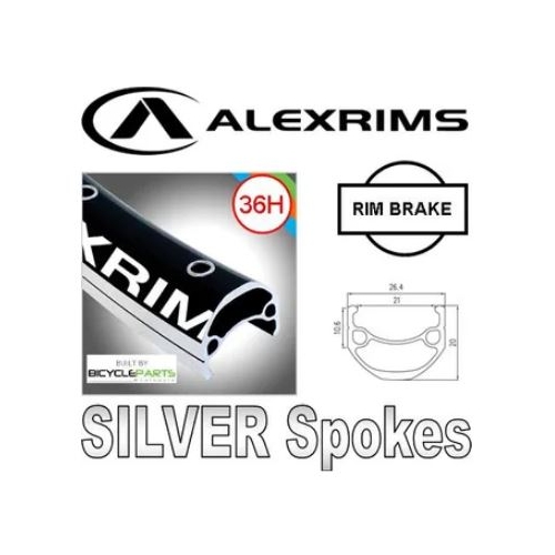 WHEEL - 26" Alex DM-21 36H P/j Black Rim,  8/11 SPEED Q/R (135mm OLD) Sealed Novatec Black Hub,  Mach 1 SILVER Spokes