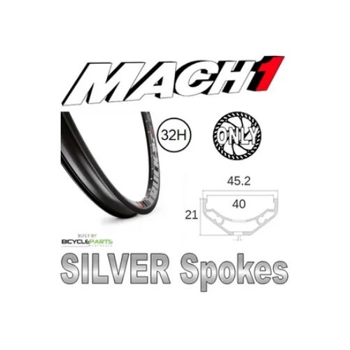 WHEEL - 27.5/650B Mach1 Trucky-40 32H P/j Black Rim,  8/11 SPEED 12mm T/A (148mm OLD) Centerlock Disc Sealed Novatec BOOST Black Hub,  Mach 1 SILVER S