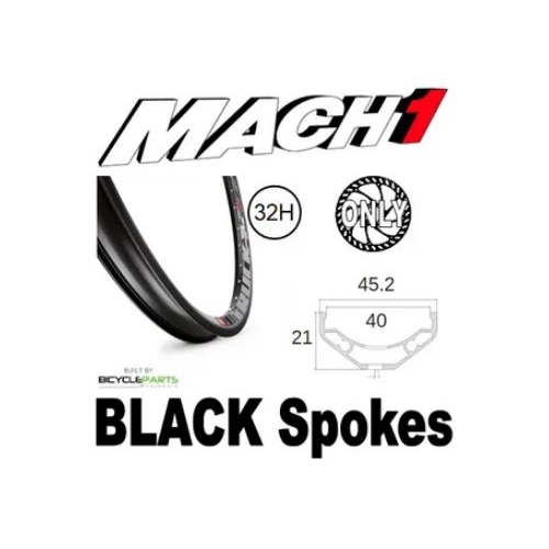 WHEEL - 27.5/650B Mach1 Trucky-40 32H P/j Black Rim,  8/11 SPEED 12mm T/A (148mm OLD) Centerlock Disc Sealed Novatec BOOST Black Hub,  Mach 1 BLACK Sp