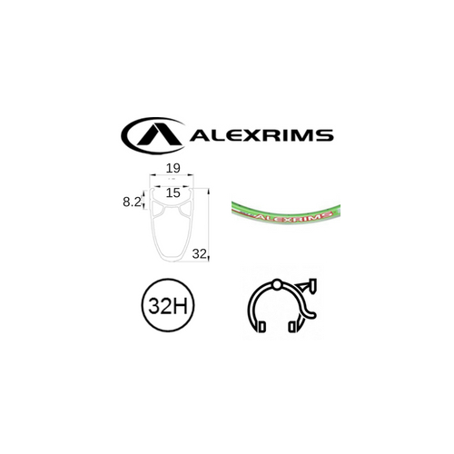 RIM 700c x 15mm - ALEX RACE32 - 32H - (622 x 15) - Presta Valve - Rim Brake - D/W - LIME GREEN - MSW