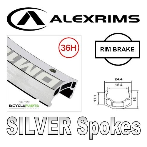 Wheel 24" Alex DM-18 D/w Silver Non M/sw Rim , HiStop Chrome Coaster Hub , Silver Mach1 Spokes .