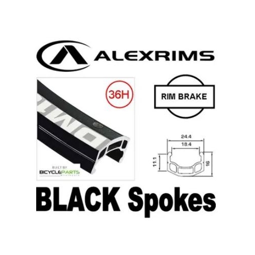 WHEEL  24"  Alex DM-18 Rim, Q/R 8/10 Speed Alloy Hub, Mach 1 Spokes, REAR.  BLACK with BLACK Spokes