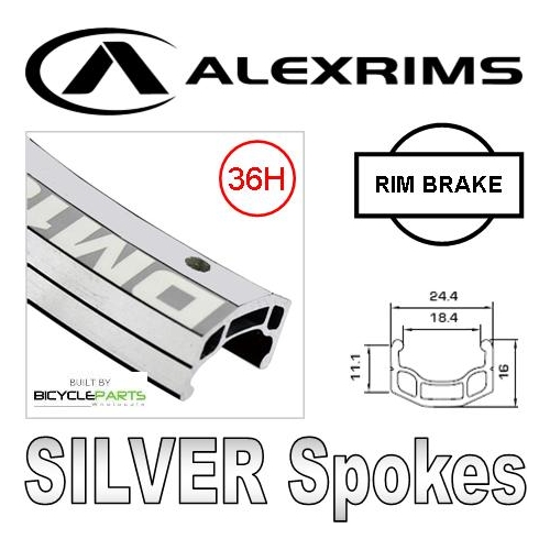 WHEEL  700c Alex DM18 Silver, Silver Spoke, Silver 36H Track Hub