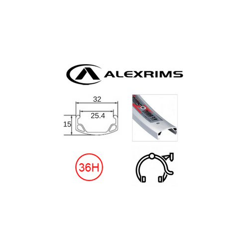 RIM 26" x 26mm - ALEX Zuma 3.0 - 36H - (559 x 26) - Schrader Valve - Rim Brake - S/W - SILVER - (Suit Cruiser)