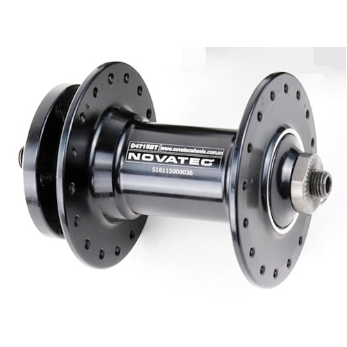 FRONT HUB - Novatec, 32H, 9mm x 110mm Q/R BOOST SPEC, Sealed Bearings, 6 Bolt Disc, Alloy Axle & Freehub Black Hub