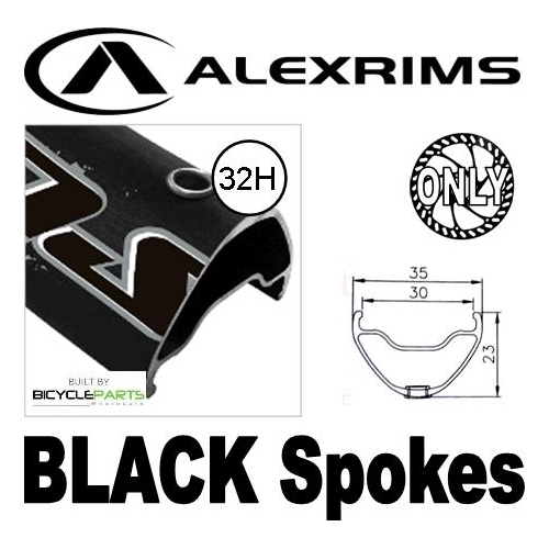 Wheel 650b/27.5" Alex Supra35 , D/W Eyeleted All Black Rim (32h) , 8/11 Speed Novatec Sealed 142mm x 12mm Through Axle 6 Bolt Disc Hub , Black Mach 1 