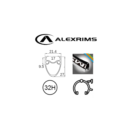 RIM 700c x 17mm - ALEX AT510 - 32H - (622 x 17) - Presta Valve - Rim Brake - D/W - SILVER - MSW - (Tubeless Ready)