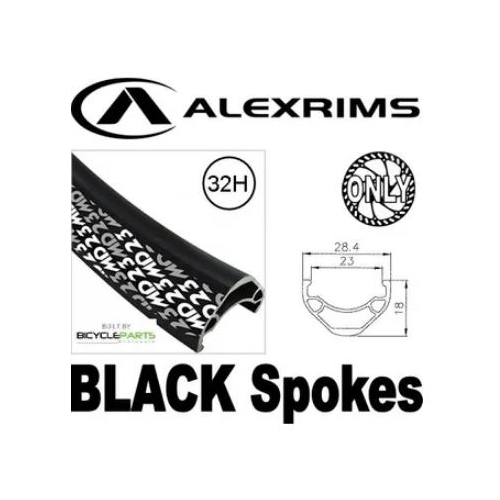 WHEEL - 29er Alex MD23 32H Black Rim,  8/11 SPEED 12mm T/A (142mm OLD) Centerlock Disc Sealed Novatec Black Hub, BLACK Spokes