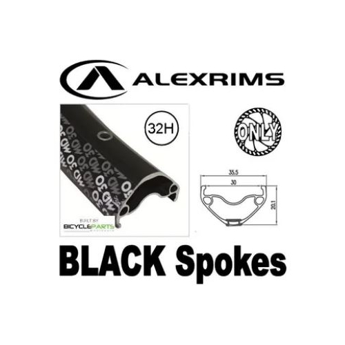 WHEEL - 29er Alex MD30 32H P/j Black Rim,  8/11 SPEED 12mm T/A (142mm OLD) Centerlock Disc Sealed Novatec Black Hub, BLACK Spokes