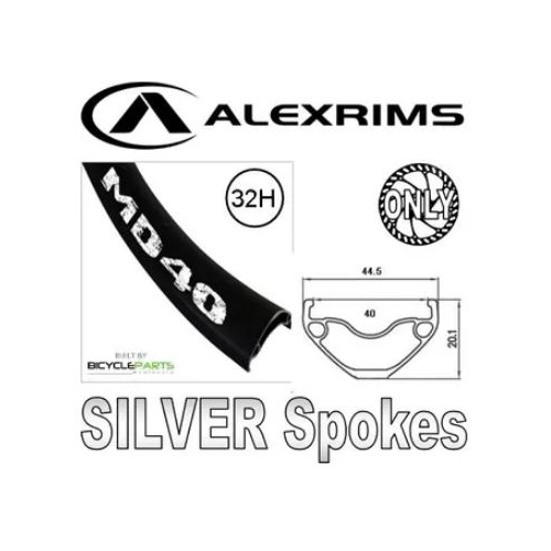 WHEEL - 27.5 / 650B Alex MD40 32H Black Rim,  XD-DRIVER 12mm T/A (148mm OLD) 6 Bolt Disc Sealed KT (612 POE 0.6 deg Hub Body) SRAM XD Black Hub, SILVE