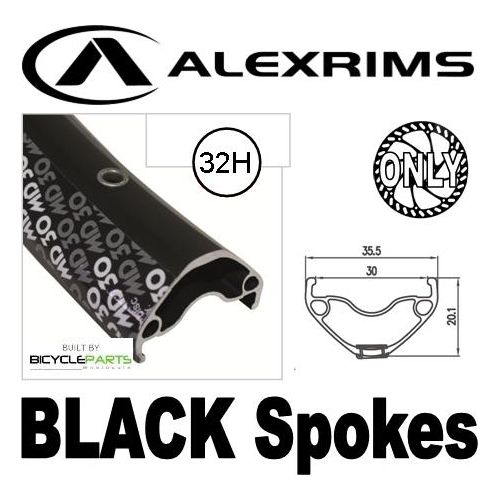 WHEEL - 27.5 / 650B Alex MD30 32H Black Rim,  FRONT 3 in One (100mm OLD) 6 Bolt Disc Sealed Novatec Light Weight Black Hub,  Mach 1 BLACK Spokes