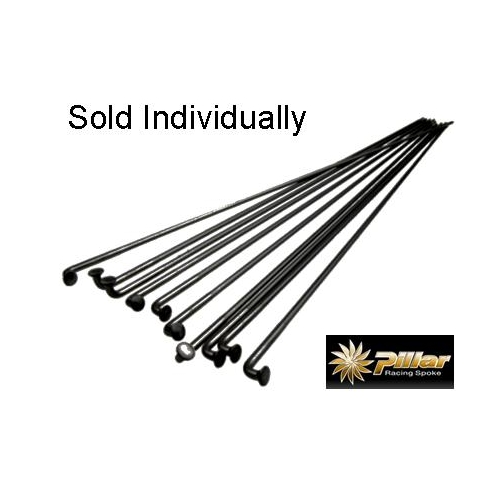 Pillar Spoke PD1415 'Double Butted' 294mm BLACK 14g/15g/14g  (incls Brass nipples) (SOLD INDIVIDUALLY)