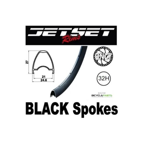 WHEEL - 700C Jetset JS-919 32H Black Rim,  FRONT 3 in One (100mm OLD) 6 Bolt Disc Sealed Novatec Light Weight Black Hub, BLACK Spokes