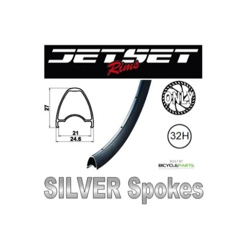 WHEEL - 700C Jetset JS-919 32H Black Rim,  8/11 SPEED Q/R (135mm OLD) 6 Bolt Disc Sealed Novatec Black Hub, SILVER Spokes