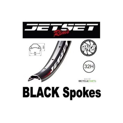WHEEL - 24" Jetset HC-E331 32H P/j Matt Black Rim,  12 SPEED MICRO SPLINE 12mm T/A (148mm OLD) 6 Bolt Disc Sealed KT MICRO SPLINE Black Hub, BLACK Spo