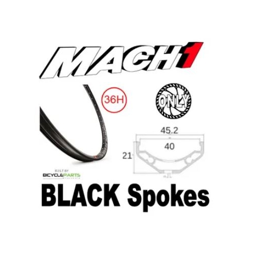 WHEEL - 27.5 / 650B Mach1 Trucky-40 36H P/j Black Rim,  8/11 SPEED 12mm T/A (142mm OLD) 6 Bolt Disc Sealed Novatec Black Hub, BLACK Spokes